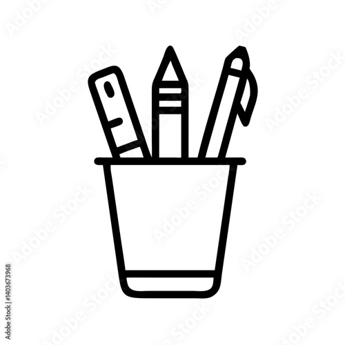 pencil holder outline isolated on transparent background 
