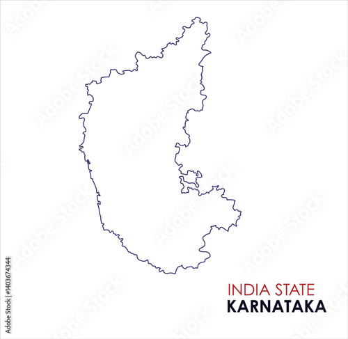 Map of Karnataka, Outline Map of Karnataka with Indian Map, Karnataka state of  India Vector Illustration.
