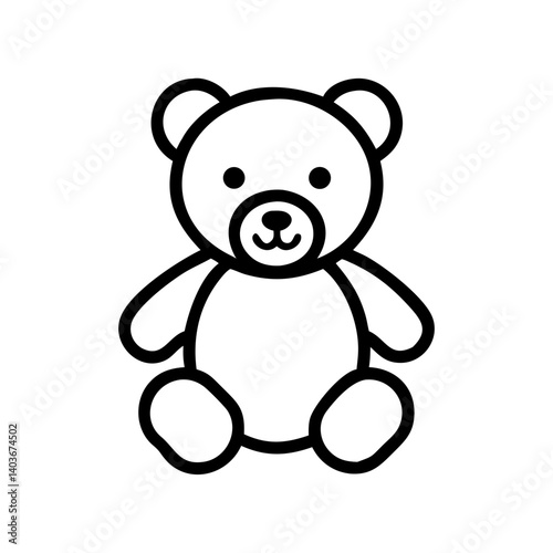 teddy bear outline on transparent background 
