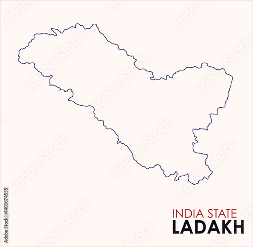 Map of Ladakh, Map of Ladakh with Indian Map, Ladakh state of  India Vector Illustration.
