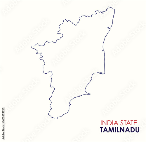 Map of Tamil Nadu, Outline Outline  Map of Tamil Nadu with Indian Map, Tamil Nadu state of  India Vector Illustration.

