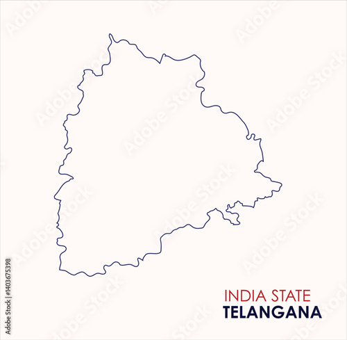 Map of Telangana, Outline Map of Telangana with Indian Map, Telangana state of  India Vector Illustration.

