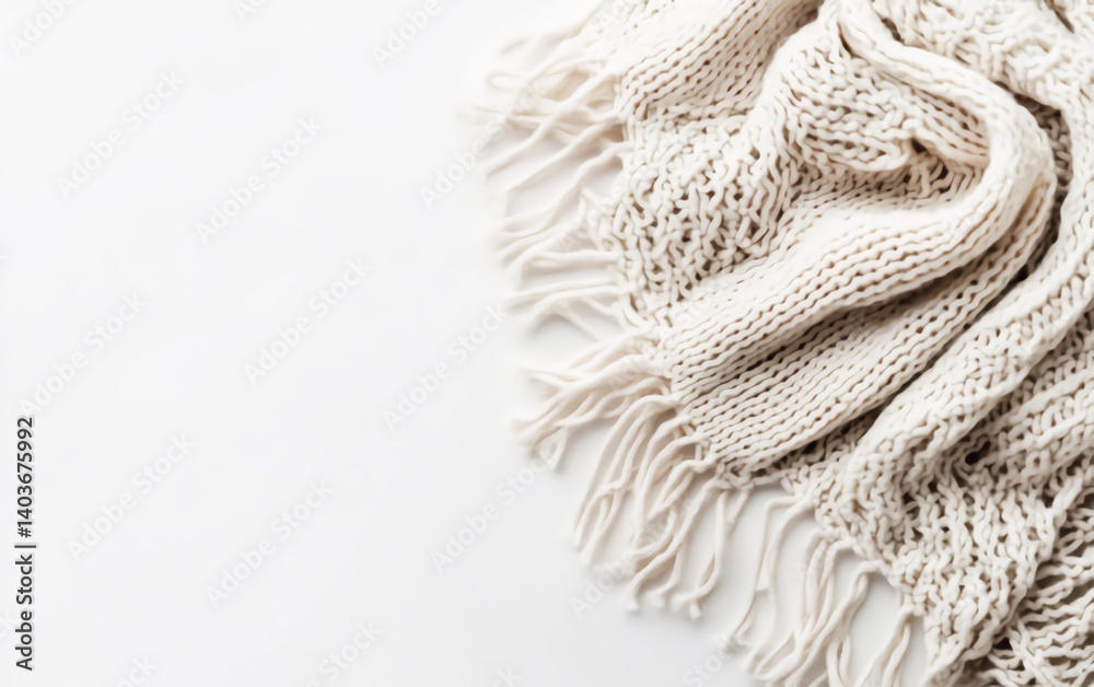 Obraz premium White Knit Blanket on Background