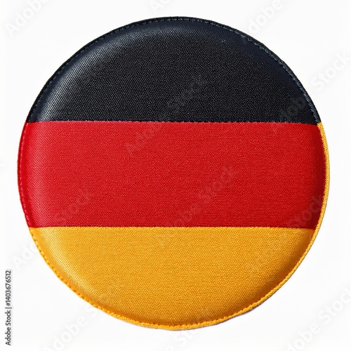 Circular patch of the german flag with black, red, and gold stripes