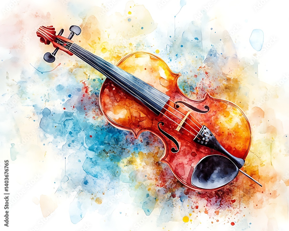 Fototapeta premium Watercolor Violin Artwork
