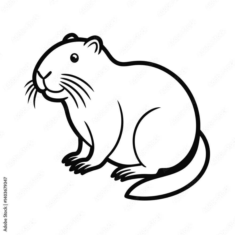 beaver line art vector on white background beaver line art vector on white background