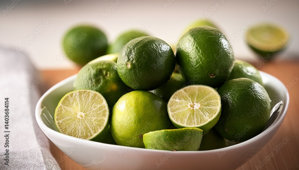 a bowl of limes and limes in a white bowl on a table a bowl of limes and limes in a white bowl on a table