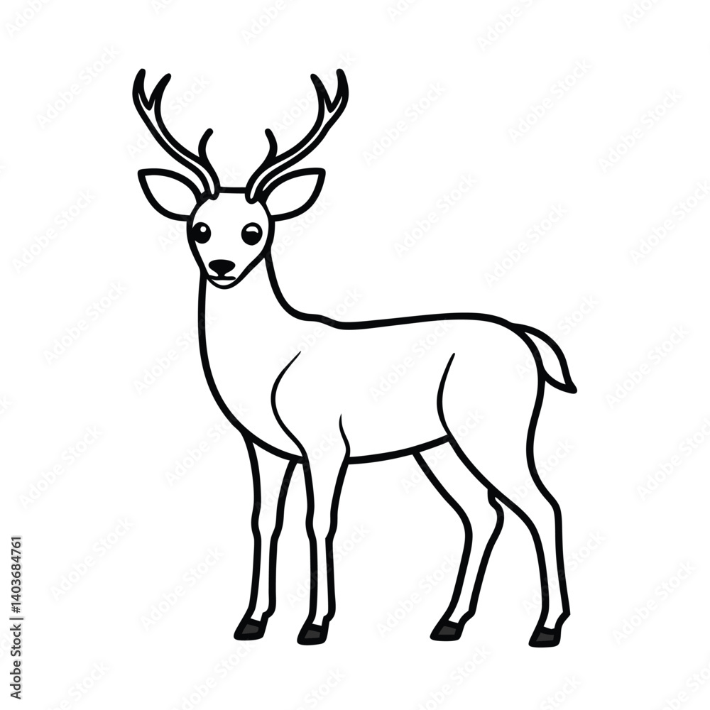 deer line art vector on white background deer line art vector on white background
