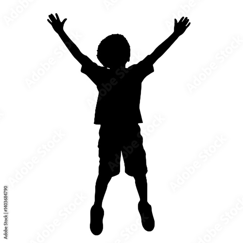 Silhouette of a child with arms outstretched, expressing joy or freedom