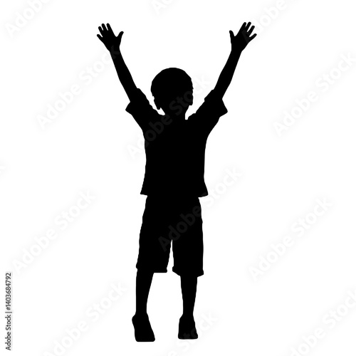 Silhouette of a child with arms outstretched, expressing joy or freedom