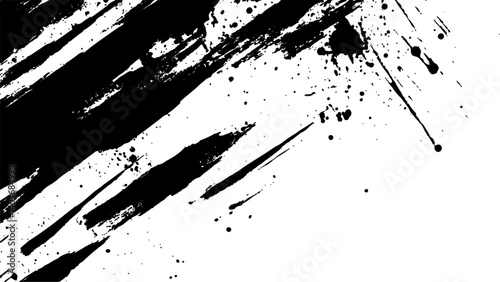 Abstract grunge texture of black paint. A layer for use in design. Vector brush grunge texture Rough Black Scratches splatter grunge distressed white transparent background