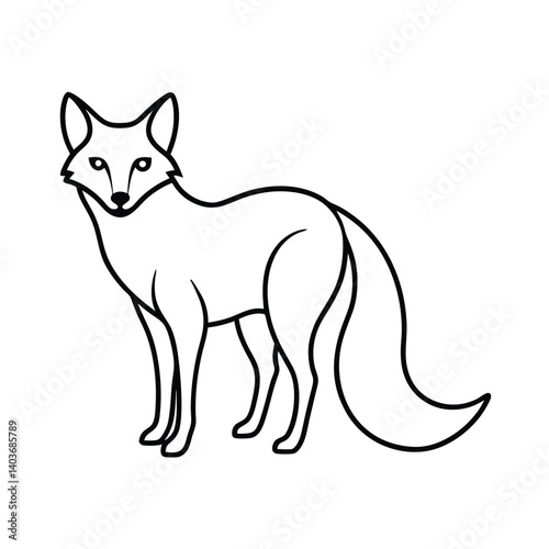 fox line art vector on white background