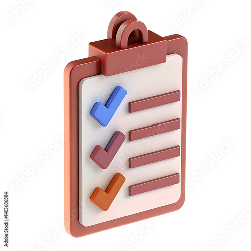 Checklist clipboard task management to do list project planning 3d render