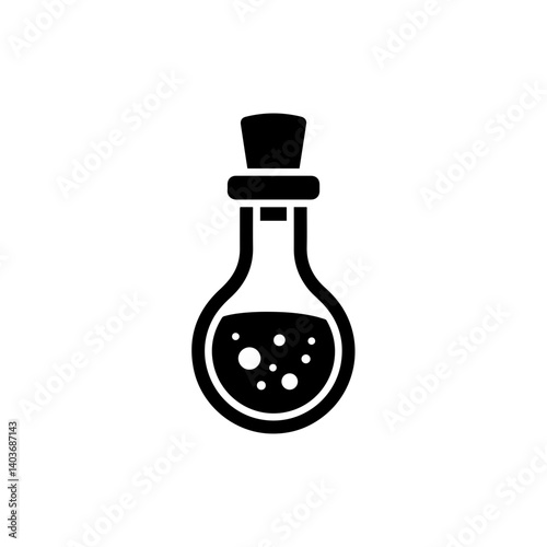 Potion Bottle with Bubbling Liquid Representing Magic Potions