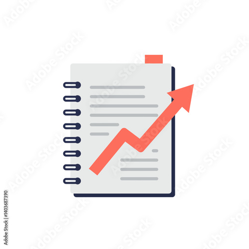 Business Goals Notebook with Rising Arrow Chart  