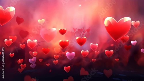 Empty Space. Hearts on blurred Background banner for Mother's Day, Valentine's Day. Love Creative Concept.