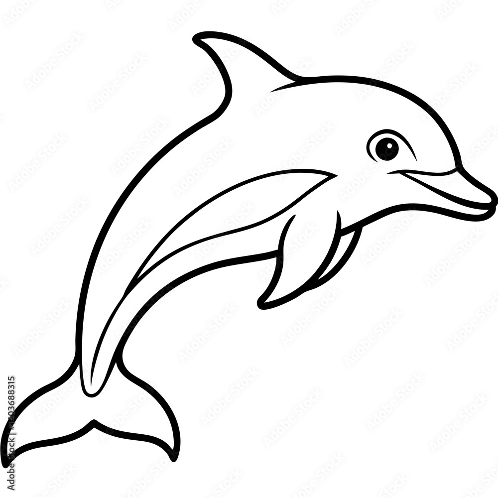 Naklejka premium Minimalist Dolphin Line Art Vector