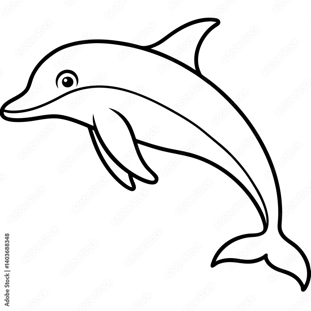 Obraz premium Minimalist Dolphin Line Art Vector