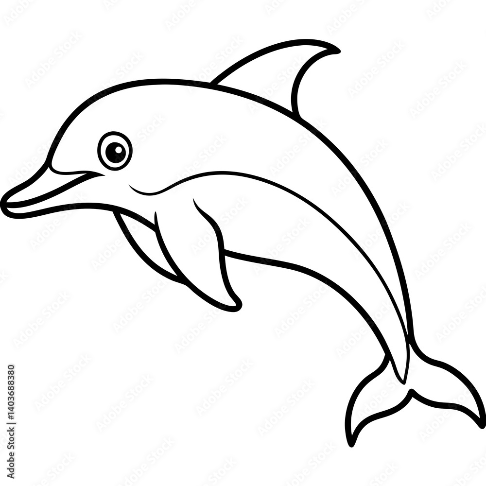 Naklejka premium Minimalist Dolphin Line Art Vector