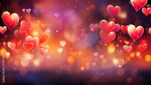 Empty Space. Hearts on blurred Background banner for Mother's Day, Valentine's Day. Love Stylish Concept.