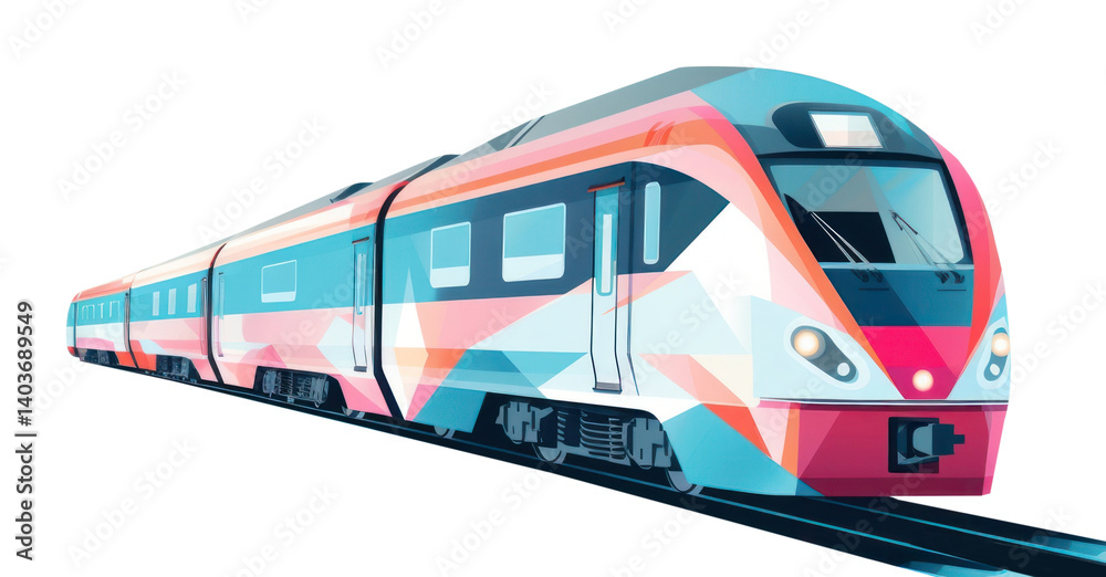 Naklejka premium PNG Pastel graphic train vehicle railway transportation.