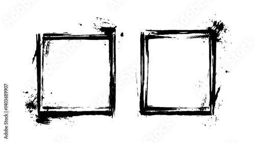 Simple sketched frame hand drawn isolated on white background. Vector hand drawn squares set frames sketches graphic white background.