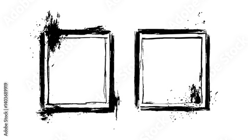 Simple sketched frame hand drawn isolated on white background. Vector hand drawn squares set frames sketches graphic white background.
