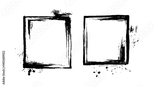 Simple sketched frame hand drawn isolated on white background. Vector hand drawn squares set frames sketches graphic white background.