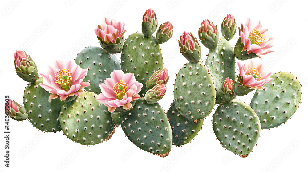 Desert prickly pear cactus blooms Desert prickly pear cactus blooms