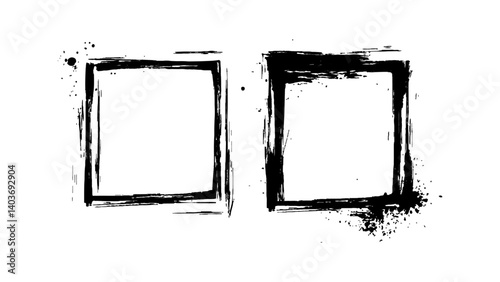 Simple sketched frame hand drawn isolated on white background. Vector hand drawn squares set frames sketches graphic white background.