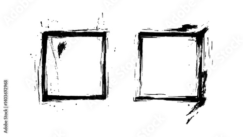 Simple sketched frame hand drawn isolated on white background. Vector hand drawn squares set frames sketches graphic white background.