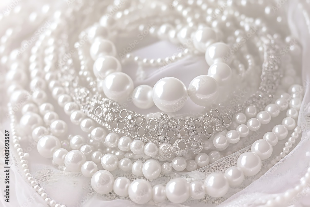 White Pearls on Sheer Fabric White Pearls on Sheer Fabric