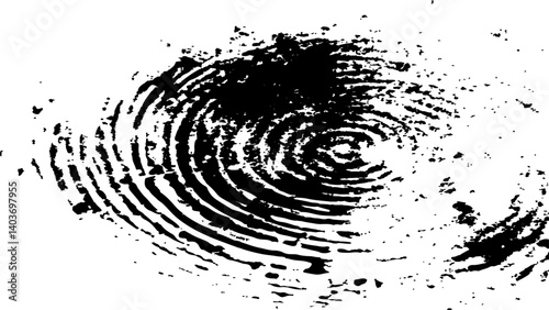 Vector black fingerprint grunge. Abstract fingerprint design with a grunge texture, Vector white and black fingerprint texture. Black fingerprint on white Transparent background.	