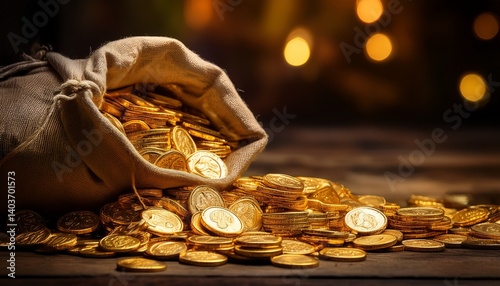 a bag of gold coins great for stories about adventure treasure pirates fantasy wealth business and more