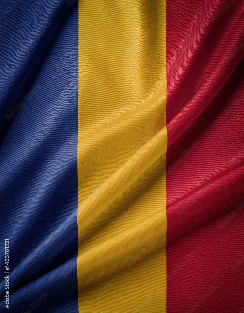 Naklejka premium Close-up of a wavy chad flag with textured fabric