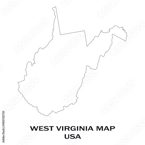 Map of West Virginia, Map of West Virginia USA States, West Virginia state of USA Vector Illustration.
