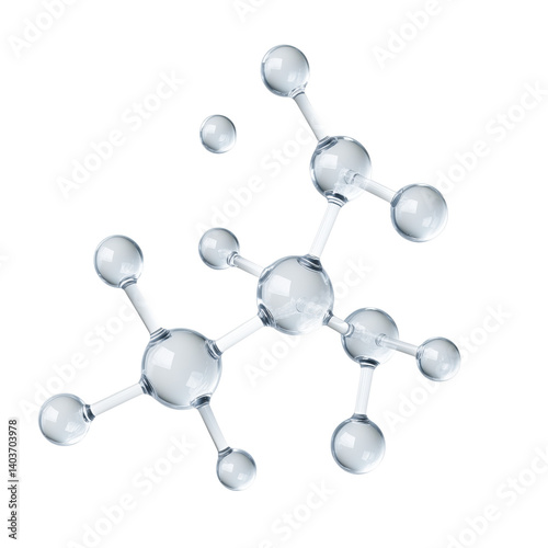 Molecular Structure: Atoms connected by bonds, forming a complex molecule.