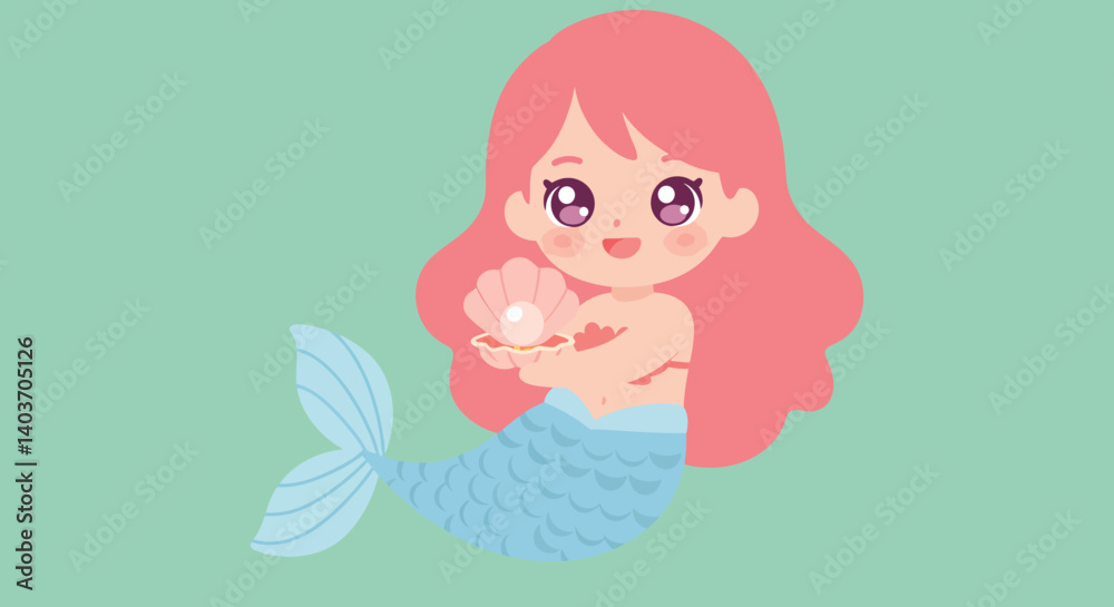 Fototapeta premium Cute fairy character knitting a sweater in flat, colorful style vector illustration