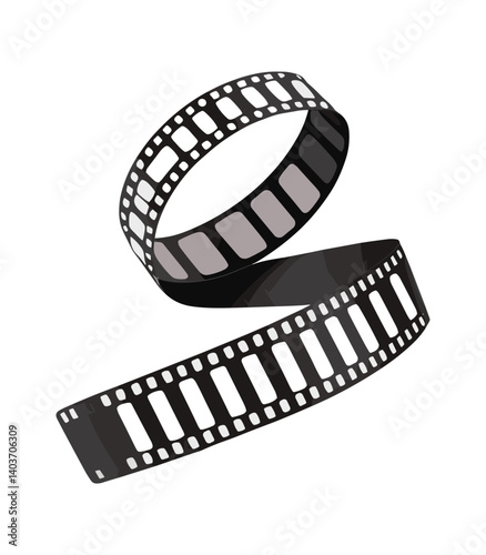 A black and white film strip with white lines. The strip is long and narrow. The strip is a representation of a film reel