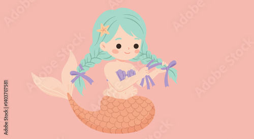 Fairy interacting with a ladybug in a flat and colorful vector art
