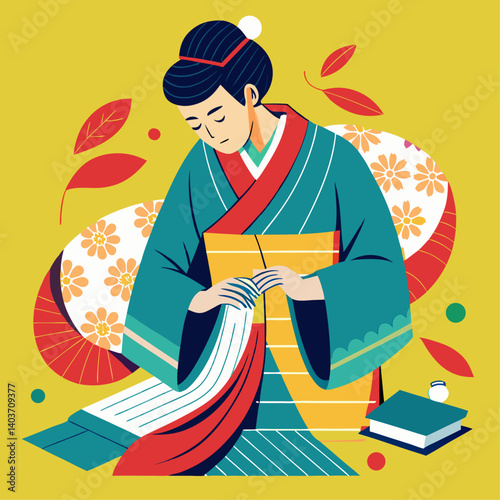 A man is sitting at a table with a piece of paper in front of him. He is folding the paper and he is concentrating on the task. Concept of focus and determination as the man works on the paper