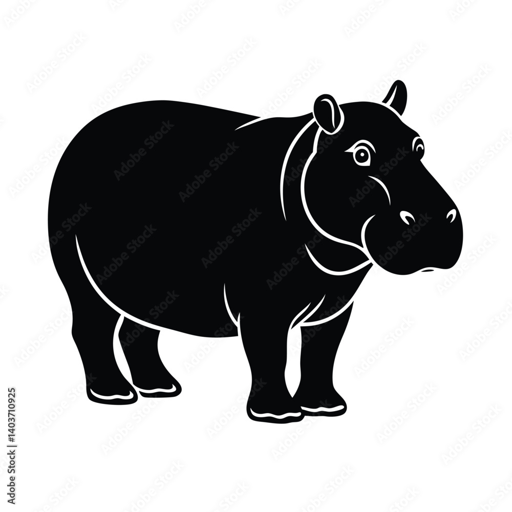 Fototapeta premium silhouette vector of hippopotamus on white backgrond 