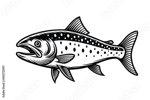Arctic char fish vector silhouette

