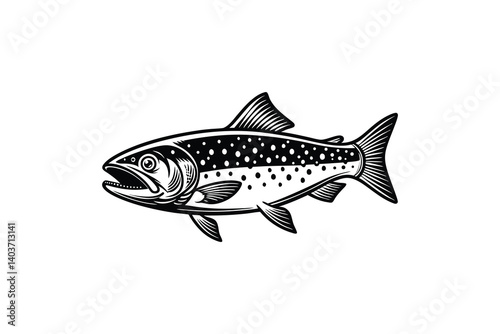 Arctic char fish vector silhouette