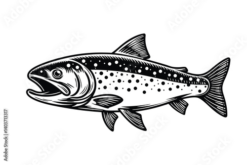 Arctic char fish vector silhouette