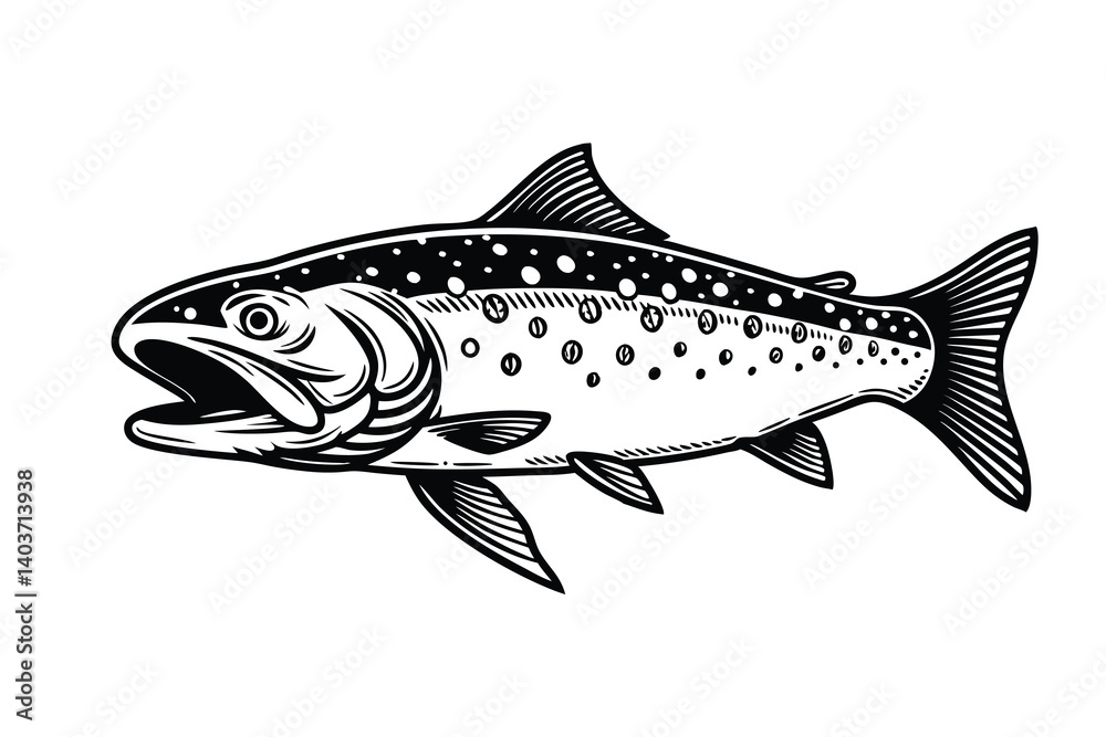 Naklejka premium Arctic char fish vector silhouette