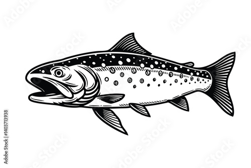 Arctic char fish vector silhouette