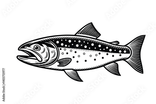 Arctic char fish vector silhouette