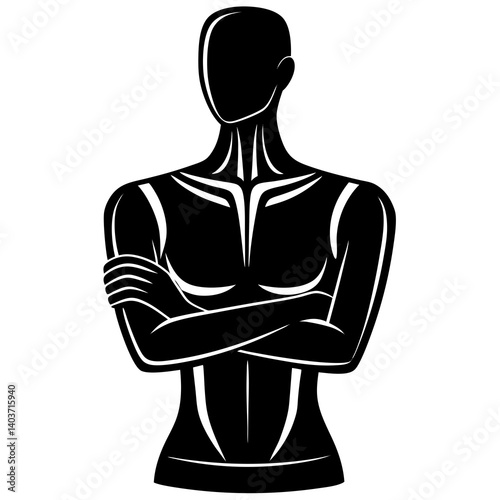 Vector silhouette of a mannequin with arms crossed in front of the chest