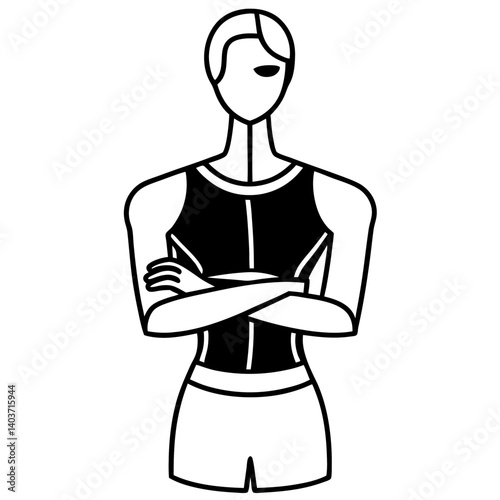 Vector silhouette of a mannequin with arms crossed in front of the chest